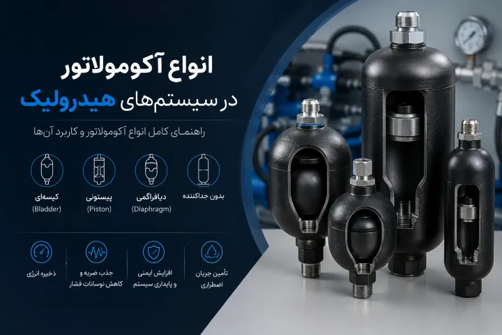 انواع آکومولاتور هیدرولیک 4 انواع آکومولاتور هیدرولیک و کاربرد آنها در سیستمهای صنعتی